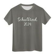 Gubotare Shirts for Girls Cute Girl's Cute Graphic Casual Round Neck Short Sleeve Tee Shirt Tops,12-13 Years Grey